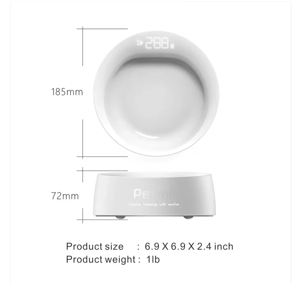 Petmii Smart Digital Food Measuring Washable for Dog Cat Food Bowl (White)NWT